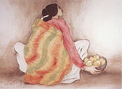 Navajo Woman With Pears
